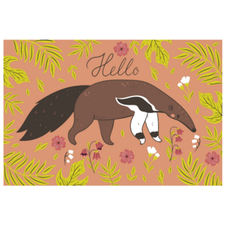 Hello Floral Anteater Postcard Sticker