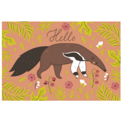 Hello Floral Anteater Postcard Sticker