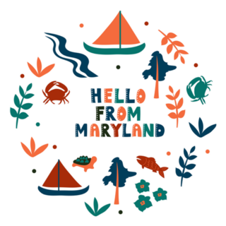 Hello From Maryland State Symbols Sticker