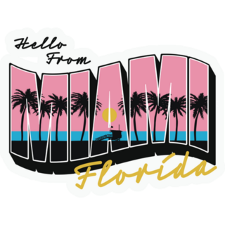 Hello From Miami Florida Text Illustration Sticker