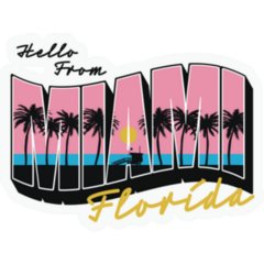 Hello From Miami Florida Text Illustration Sticker