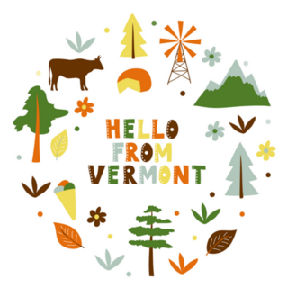 Hello From Vermont State Theme Sticker