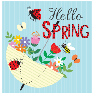 Hello Happy Spring Ladybug Sticker