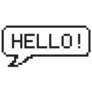 Hello In Speech Bubble 8-bit Pixel Art On White Background