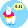 Hello Llama Donut Around Its Neck Sticker