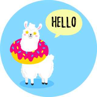 Hello Llama Donut Around Its Neck Sticker