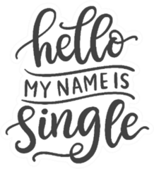Hello, My Name Is Single Funny Phrase Valentine Sticker