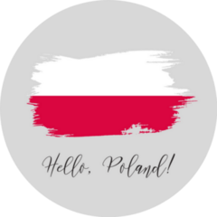 Hello Poland! Watercolor Country Flag Brush Stains Sticker