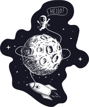 Hello Spaceman On Moon Sticker