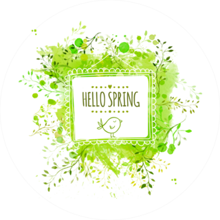 Hello Spring Bird and Leaves Sticker