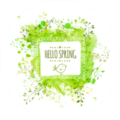 Hello Spring Bird and Leaves Sticker