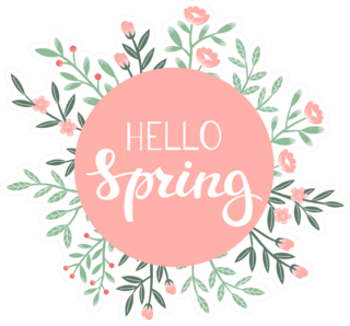 Hello Spring Circle Flowers Sticker