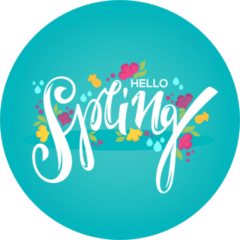 Hello Spring Flower Circle Sticker