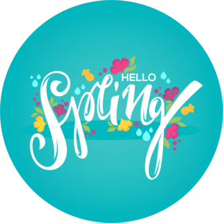 Hello Spring Flower Circle Sticker