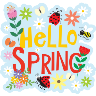Hello Spring Flowers Ladybug Sticker