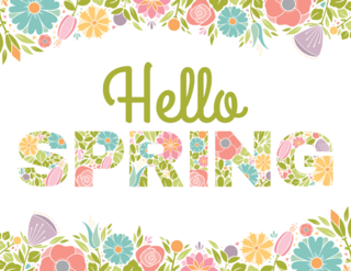 Hello Spring Flowers Text Sticker