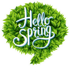 Hello Spring In A Speech Bubble Of Green Leaves Sticker