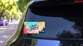 Hello Spring Patchwork Sticker on a Rear Car Window (New) example