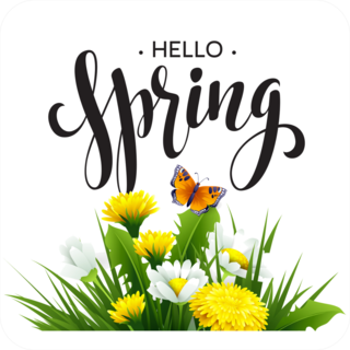 Hello Spring With Beautiful Flowers Stickers