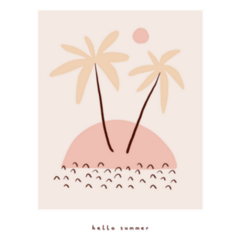 Hello Summer Abstract Tropical Party Sticker