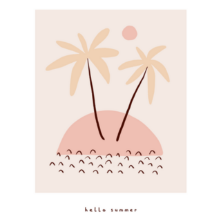 Hello Summer Abstract Tropical Party Sticker