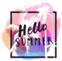 Hello Summer Bright Colorful Watercolor Splash Background Sticker