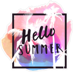 Hello Summer Bright Colorful Watercolor Splash Background Sticker