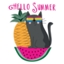 Hello Summer Cool Cat Rainbow Glasses Sticker