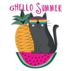 Hello Summer Cool Cat Rainbow Glasses Sticker