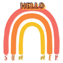 Hello Summer Cool Rainbow Illustration Sticker