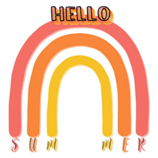 Hello Summer Cool Rainbow Illustration Sticker