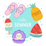 Hello Summer Cute Characters Sticker