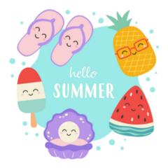 Hello Summer Cute Characters Sticker