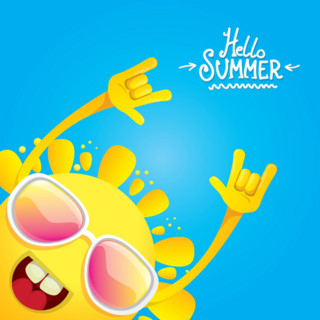 Hello Summer Funky Sun Sticker