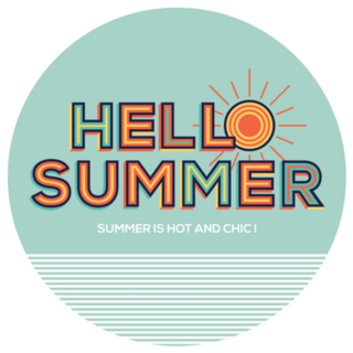 Hello Summer Modern Typography Circle Sticker