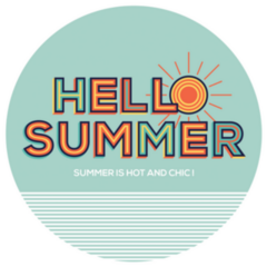 Hello Summer Modern Typography Circle Sticker