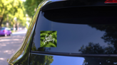Hello Summer Palm Leaf Sticker on a Rear Car Window (New) example
