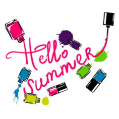 Hello Summer Pink, Green, And Violet Nail Polish Sticker