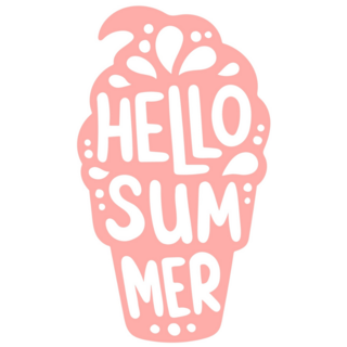 Hello Summer Pink Ice Cream Sticker
