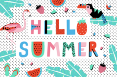 Hello Summer Poster Illustration Sticker