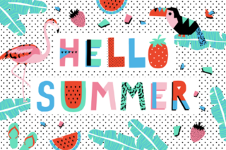 Hello Summer Poster Illustration Sticker