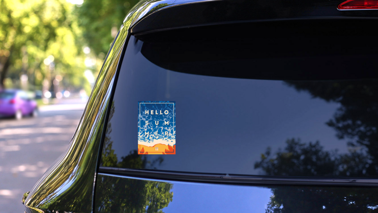 Hello Summer Tide Sticker on a Rear Car Window (New) example