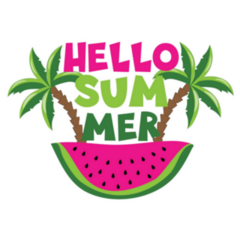 Hello Summer Watermelon And Palm Tree Sticker