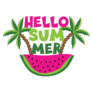 Hello Summer Watermelon And Palm Tree Sticker