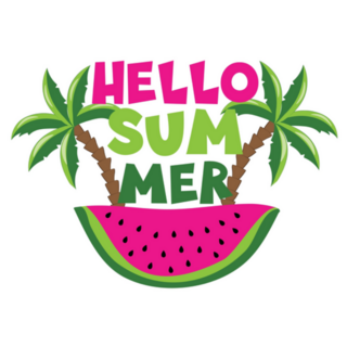 Hello Summer Watermelon And Palm Tree Sticker