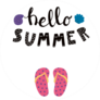 Hello Summer With Flip Flops And Sea Shells Sticker