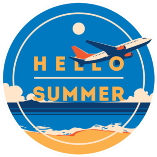 Hello Summer With Plane And Beach Sticker