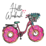 Hello Weekend Bike With Donut Wheels Sticker