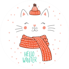 Hello Winter Cat Sticker