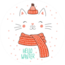 Hello Winter Cat Sticker